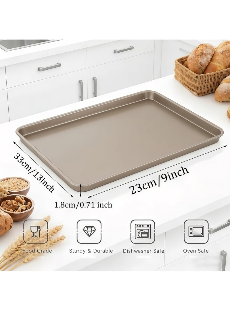 صينية خبز الكيك 33*23 سم، صينية قالب الكيك غير اللاصقة، مناسبة لخبز الفرن والبيتزا، صينية خبز عالية السُمك غير سامة ومتينة وسهلة التنظيف، صينية خبز مستطيلة عميقة، - Image 2